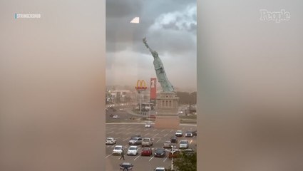 114-Foot Statue of Liberty Replica Topples amid Strong Gusty Winds and Heavy Storms