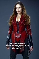 #elizabetholsen Elizabeth Olsen takes off her jacket in AI Generated #fyp #marvel #viralvideo #avengers