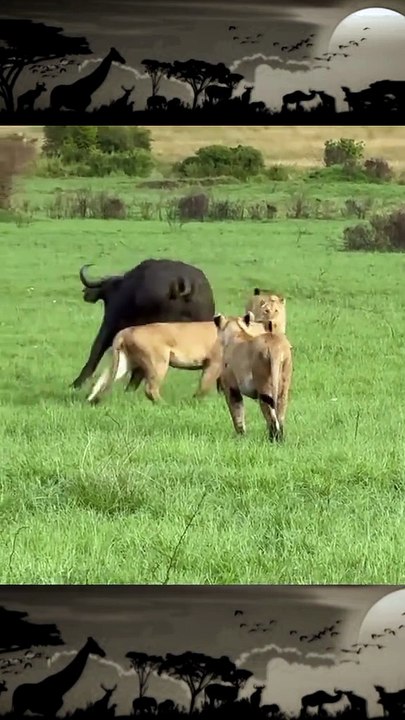 lion attack vs buffalo bebe