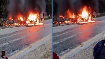 Aydın’da çarpışma sonrası iki araç alev aldı: İşte o anlar!