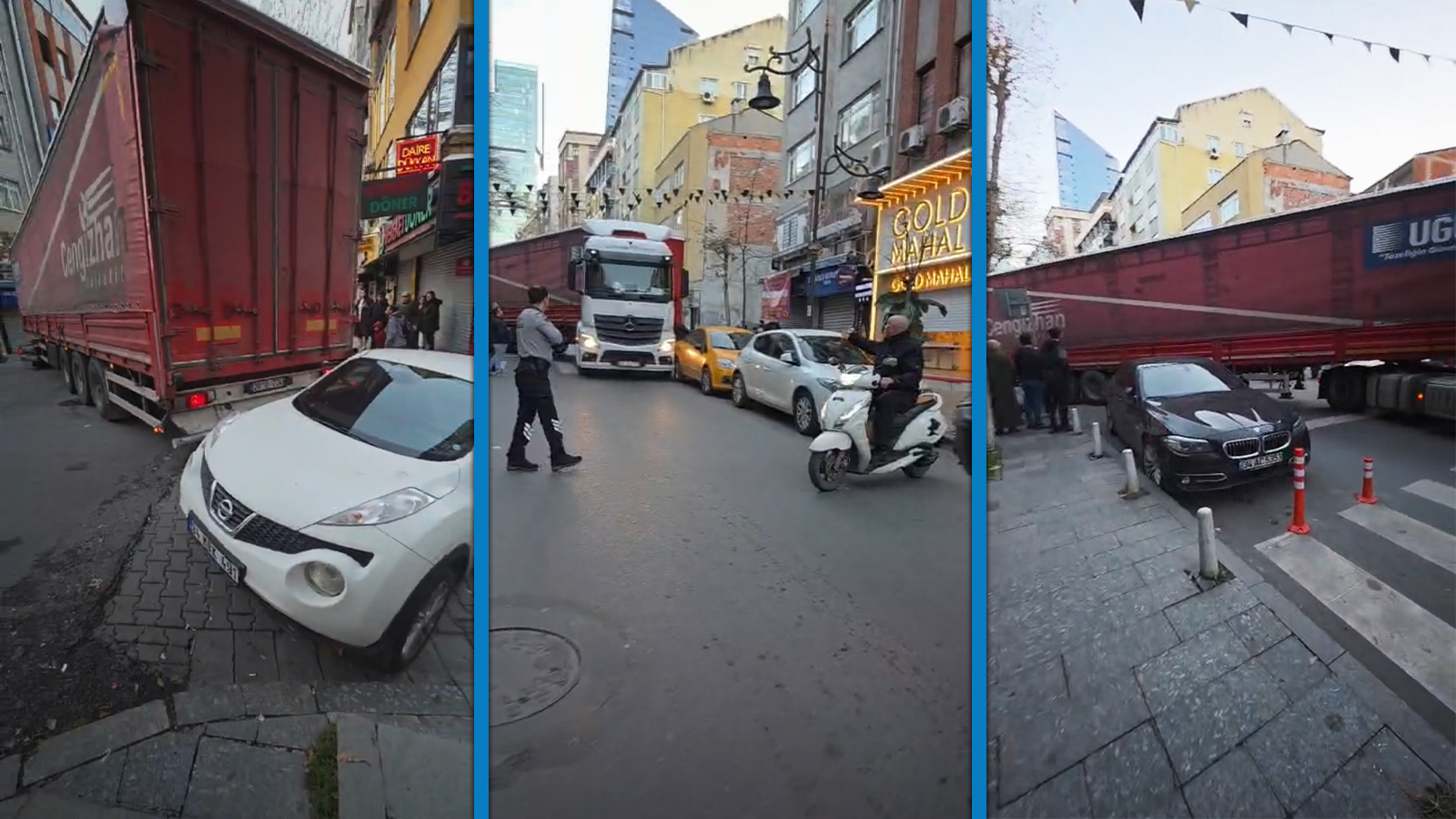 İstanbul’da manevra yapan TIR 3 araca çarpıp caddeyi birbirine kattı