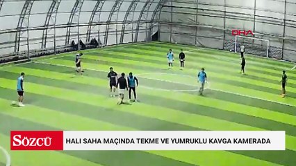 Halı saha maçında tekme ve yumruklu kavga kamerada