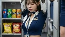 The tomboy humanoid became a air hostess and brightened up the flight.