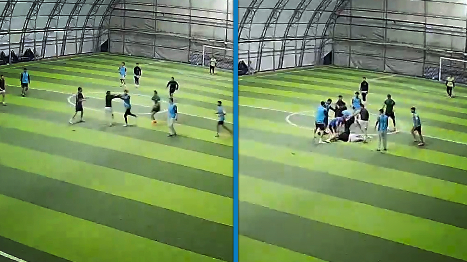 Halı saha maçında tekmeli-yumruklu kavga