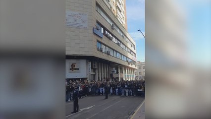 La llegada del autobús del Real Madrid a Talavera entre gran expectación