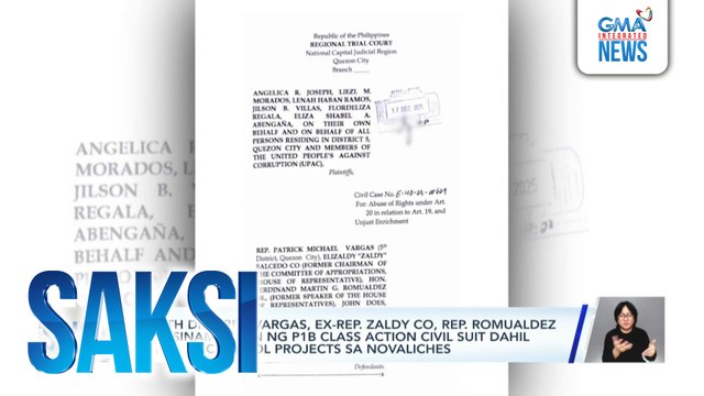 QC 5th Dist. Rep. Vargas, Ex-Rep. Zaldy Co, Rep. Romualdez atbp, sinampahan ng P1B class action civil suit dahil sa flood control projects sa Novaliches | Saksi
