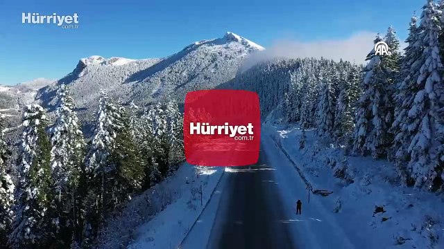 Beyaz örtüyle kaplanan Küre Dağları dron ile görüntülendi