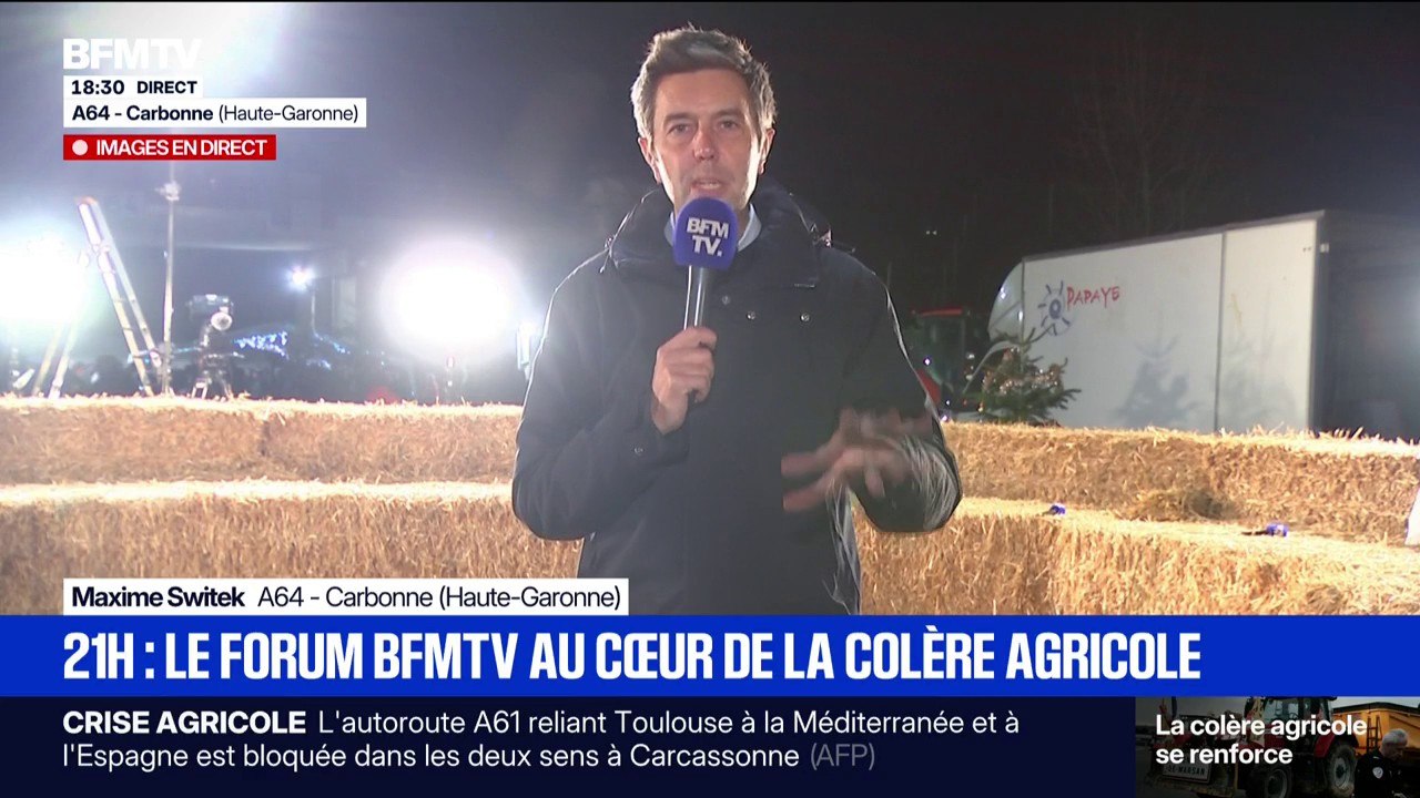 Colère des agriculteurs: le Forum BFMTV en direct du blocage de l'A64 ce soir à 21h sur BFMTV