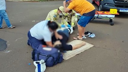 Motociclista quebra a perna em acidente no bairro Esmeralda, em Cascavel