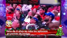 Niño se roba la atención en partido de hockey