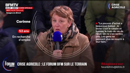 FORUM BFMTV - "Il y a un manque d'humanité envers les agriculteurs", estime Corinne, 53 ans