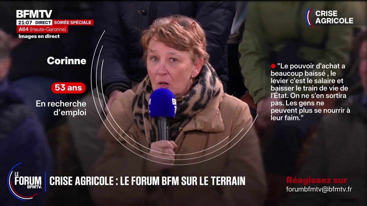 FORUM BFMTV - "Il y a un manque d'humanité envers les agriculteurs", estime Corinne, 53 ans