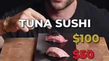 $1 vs $50 vs $100 Tuna Sushi