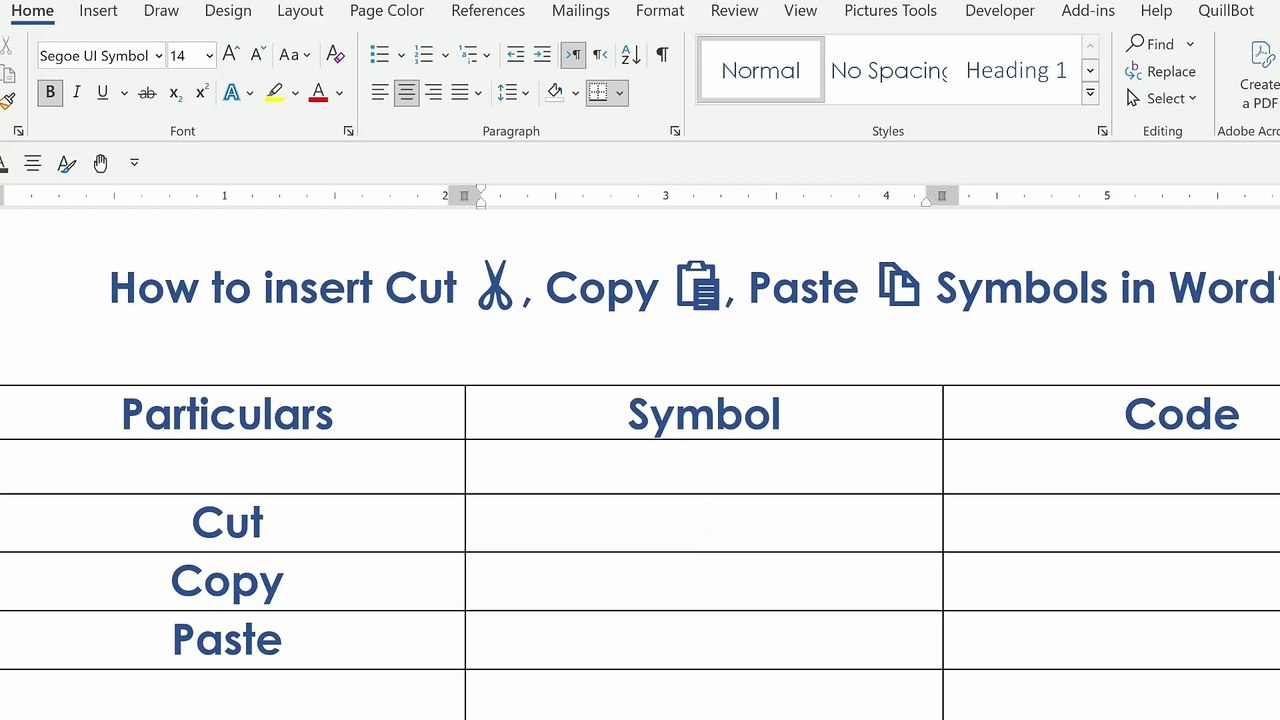 How to insert Cut , Copy , Paste  Symbols in Word
