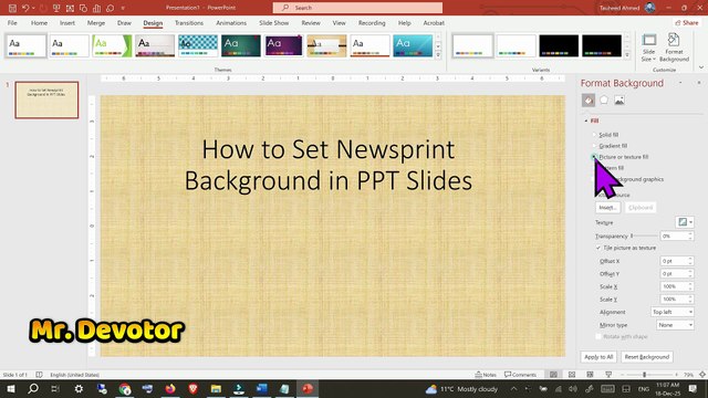 How to Set Newsprint Background in PPT Slides