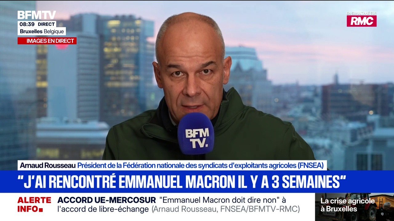 Arnaud Rousseau, président de la FNSEA, assure "avoir rendez-vous" avec Sébastien Lecornu, ce 19 décembre "à Matignon"