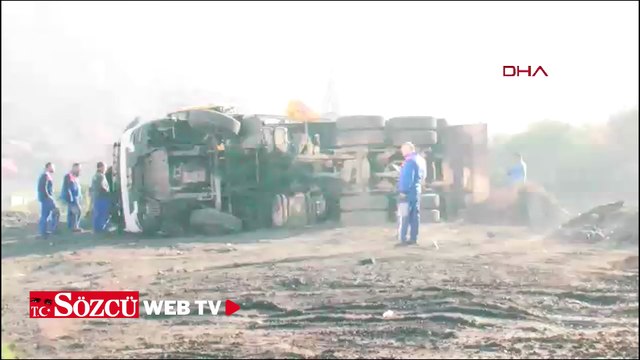 Üsküdar’da hafriyat kamyonu moloz dökümü sırasında devrildi; şoför yaralandı