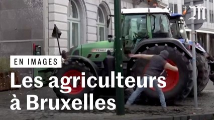 Des agriculteurs manifestent près du Parlement européen à Bruxelles