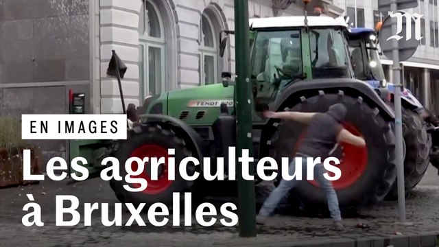 Des agriculteurs manifestent près du Parlement européen à Bruxelles