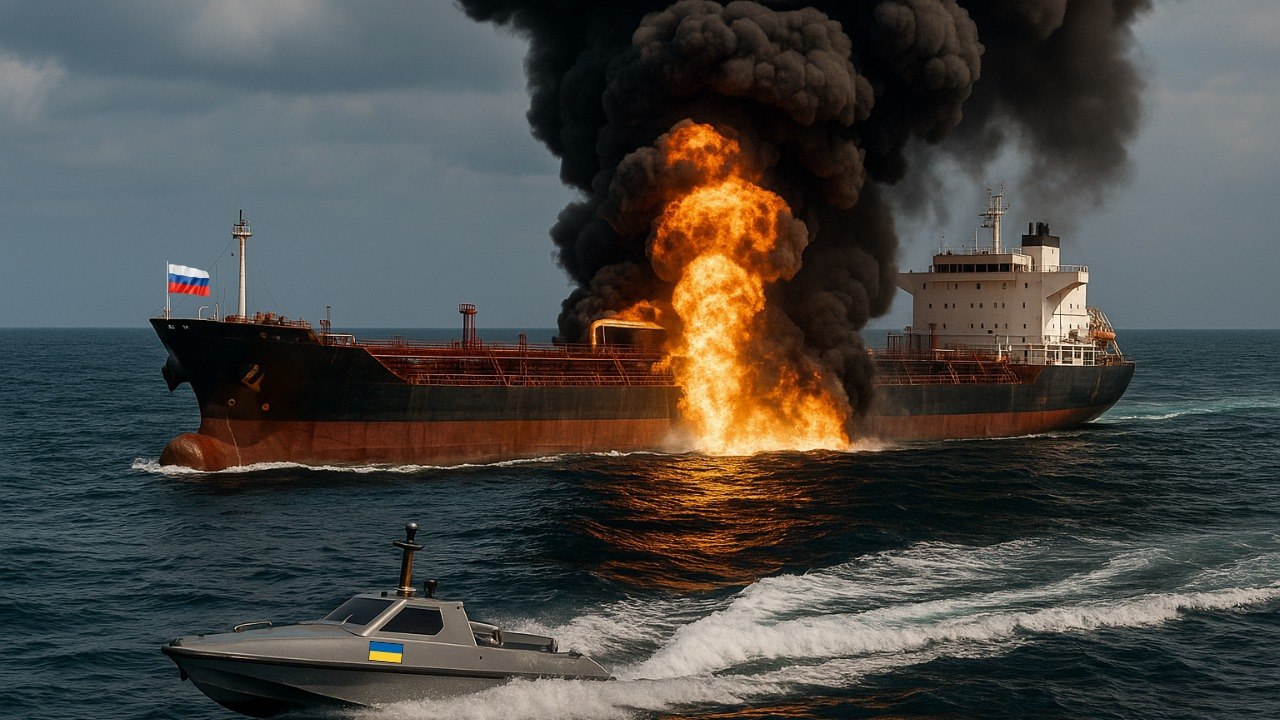 Ukraine Strikes Russian Shadow Fleet Tanker With Explosive Sea Drone