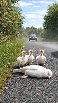 Kind Man Rescues a Poor Unconscious White Sparrow on the Roadside While Her Hungry Babies Try to Wake Her 🐣✨
