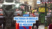 Tractorada en Bruselas contra el acuerdo de libre comercio UE-Mercosur durante una cumbre clave