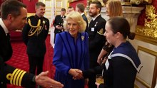 Queen Camilla greets sailors at reception