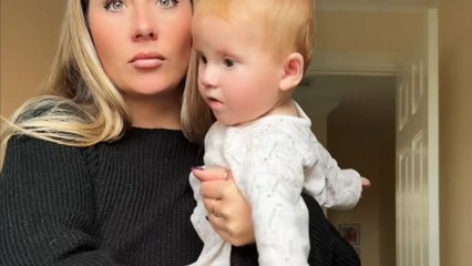 Girl films a cute video with her son but he vomits and spoils everything