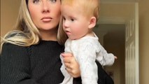 Girl films a cute video with her son but he vomits and spoils everything
