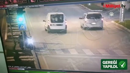 Edirne'de kırmızı ışıkta geçerek yayaya çarpan sürücü yakalandı