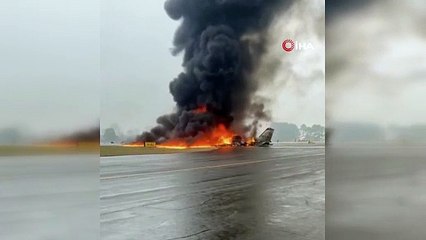 ABD’de havaalanına iniş yapan özel jet düştü