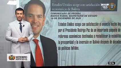 Gobierno de EE.UU. destaca paquete de reformas económicas del presidente Rodrigo Paz