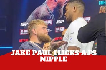 Jake Paul flicks Anthony Joshua’s nipple, nearly loses $650k necklace