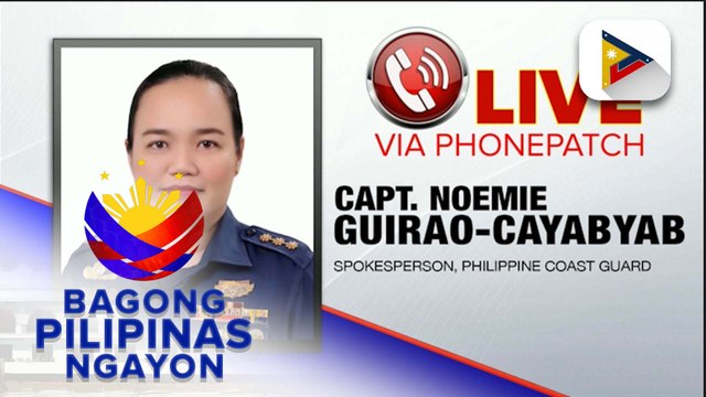 Panayam kay Spokesperson, Philippine Coast Guard Capt. Noemie Cayabyab ukol sa update sa nawawalang pasahero ng biyaheng Batangas-Caticlan at ang monitoring sa mga pantalan ngayong holiday season