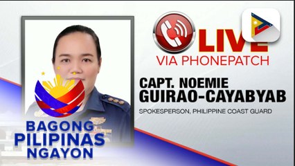 Panayam kay Spokesperson, Philippine Coast Guard Capt. Noemie Cayabyab ukol sa update sa nawawalang pasahero ng biyaheng Batangas-Caticlan at ang monitoring sa mga pantalan ngayong holiday season