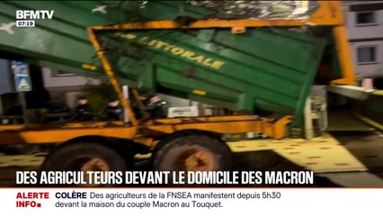 Des agriculteurs mobilisés devant la maison d'Emmanuel Macron au Touquet