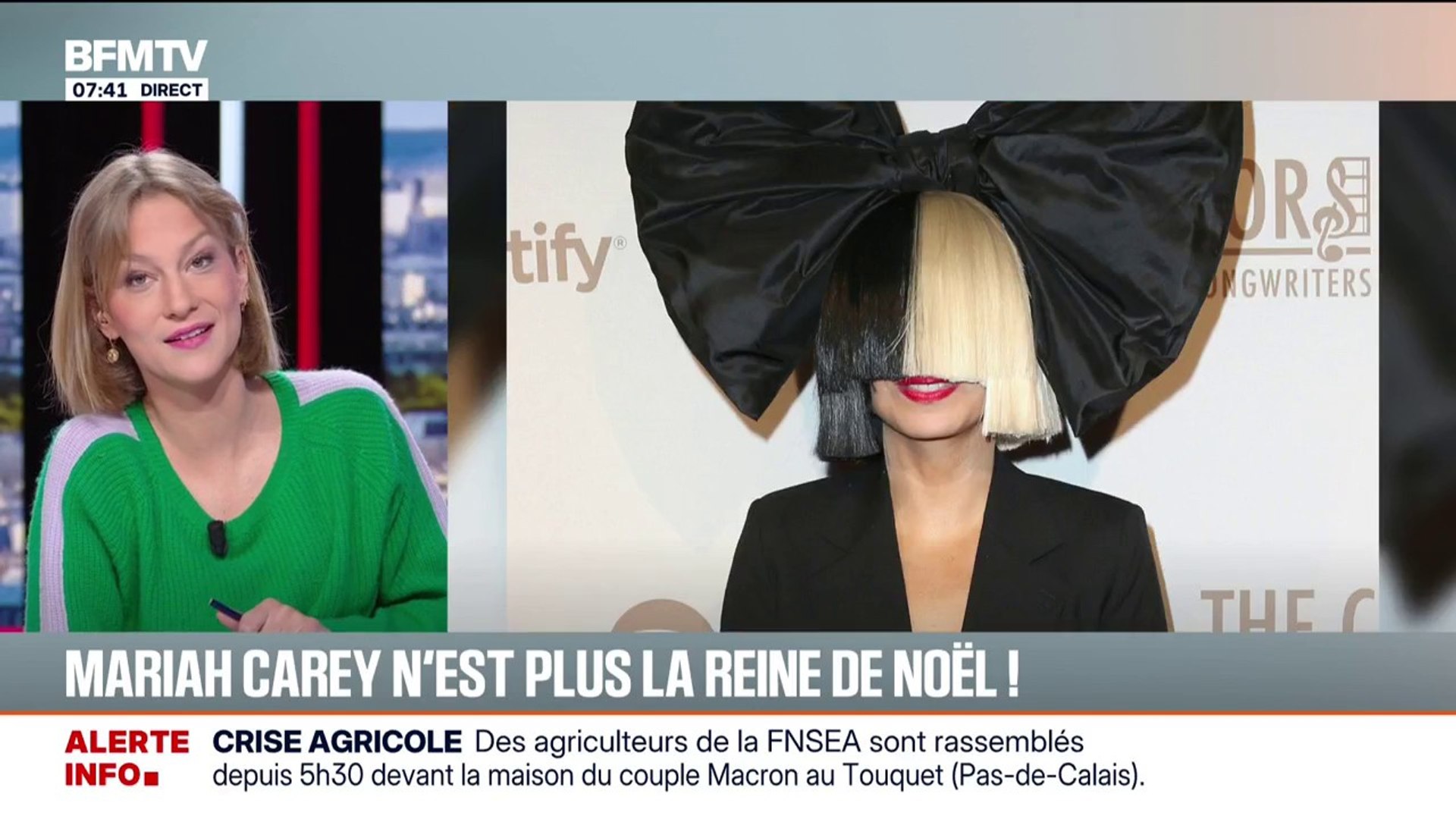 ⁣SIGNÉ BFM - Hits de Noël: Sia détrône Mariah Carey sur Spotify avec son titre