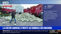 Les agriculteurs en colère déversent des choux-fleurs devant la villa présidentielle au Touquet