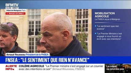 Colère agricole: "J'ai besoin de preuves concrètes, tangibles" des intentions du Premier ministre, assure Arnaud Rousseau, président de la FNSEA