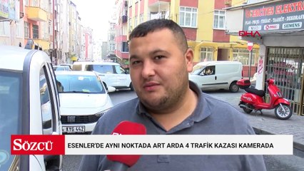 Esenler'de aynı noktada art arda 4 trafik kazası kamerada