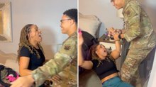 Mom On Conference Call Collapses When Airman Son Walks In | Happily TV