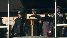 King speaks to new officers at Royal Naval College Dartmouth
