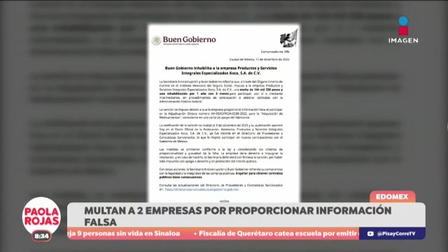 Sancionan a empresas del Edomex por falsear información | DPC con Paola Rojas