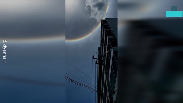 Rare Sun Halo Forms Perfect Circle Over City Sky
