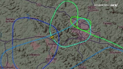 Veja o trajeto do avião que fez pouso de emergência na Pampulha