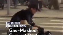 Gas-Masked Suspect Deploys Smoke Bombs in Taiwan