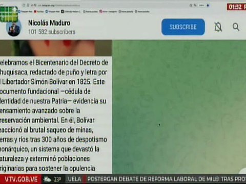 Presidente Nicolás Maduro: Celebramos el Bicentenario del Decreto de Chuquisaca