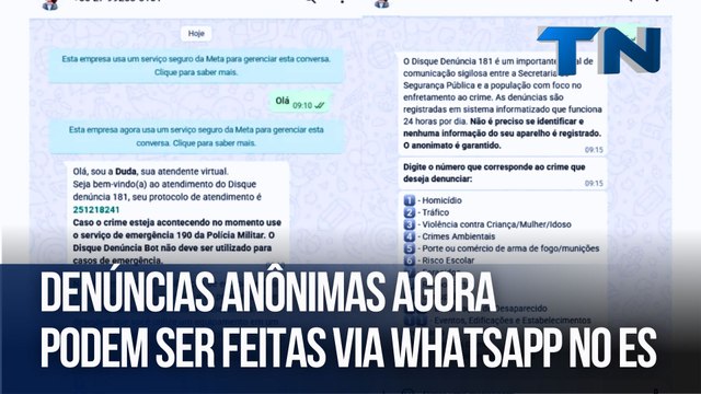 Denúncias anônimas agora podem ser feitas via WhatsApp no ES