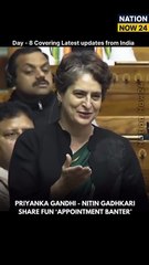 Congress MP Priyanka Gandhi Vadra ne Union Road Transport aur Highways Minister Nitin Gadkari se Parliament premises mein mulaqat ki.