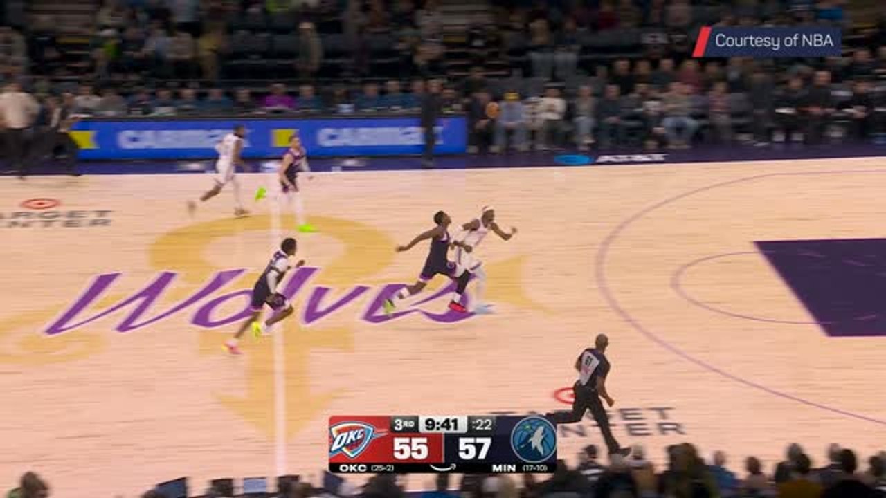 Gilgeous-Alexander sent flying out of bounds by Edwards
